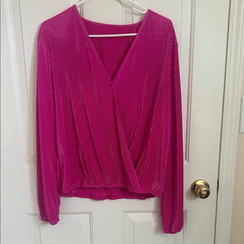 Amazon Fuchsia V-Neck Blouse